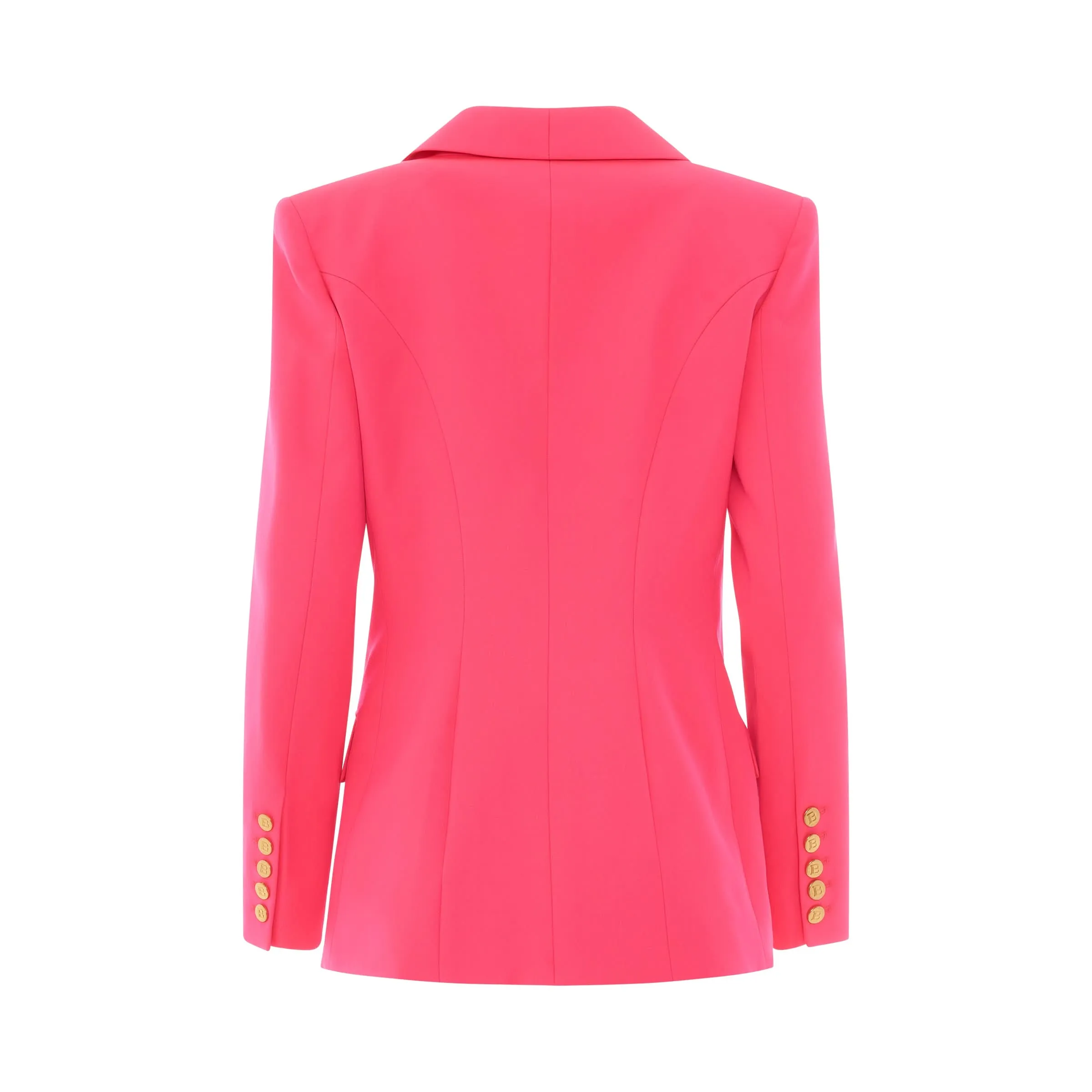 6 Button Double Breasted Long Jacket in Neon Pink