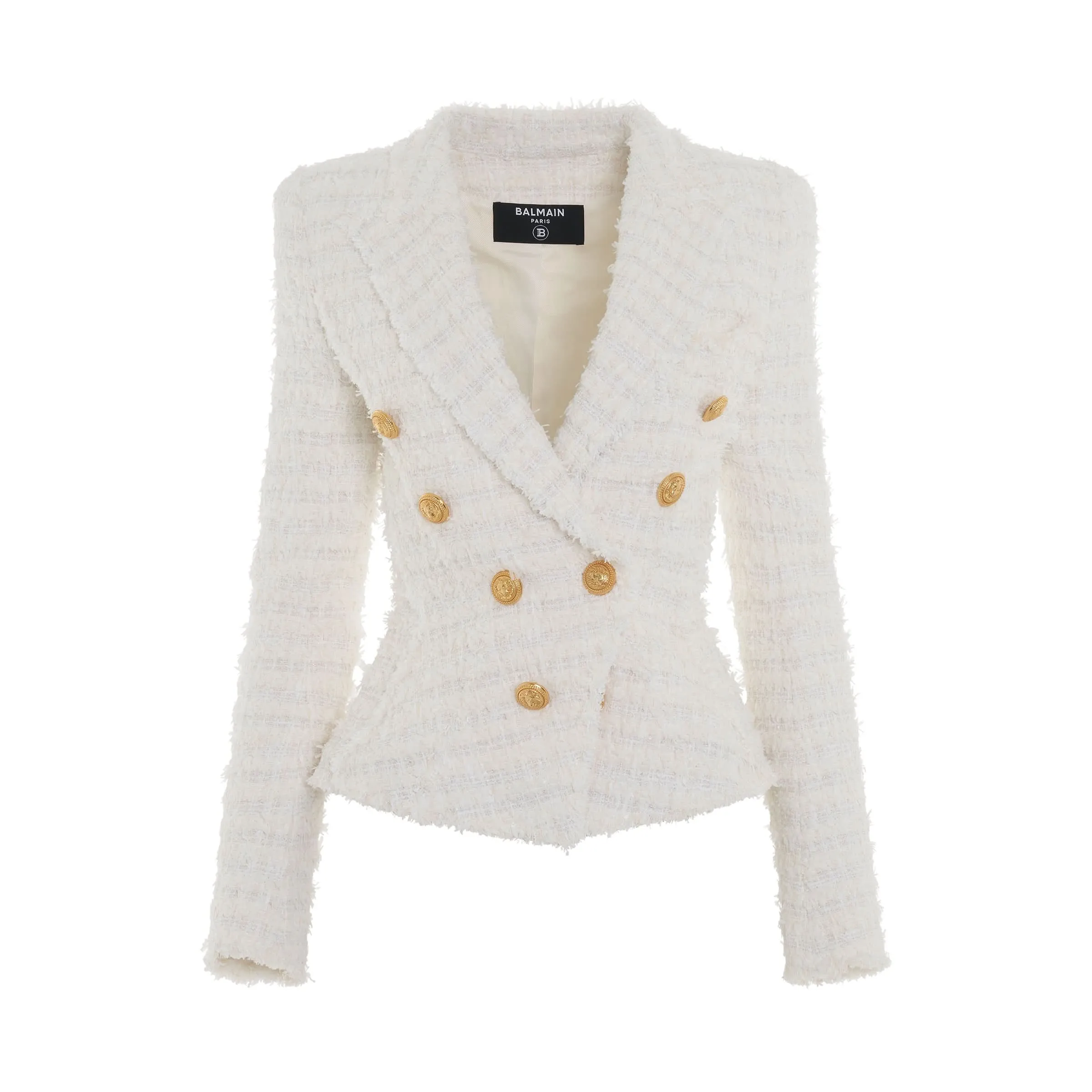 8 Button Tweed Jacket in White