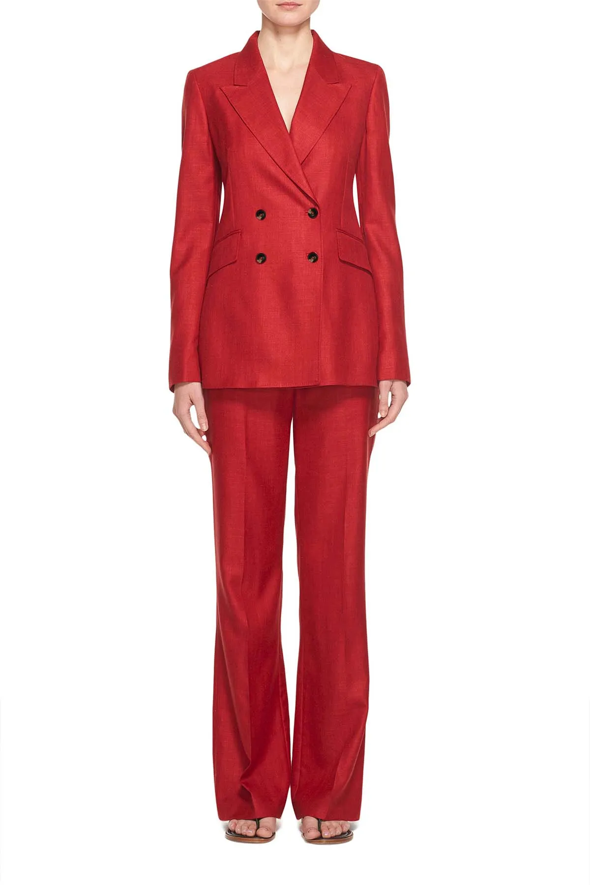 Angela Blazer in Red Wool and Silk Linen