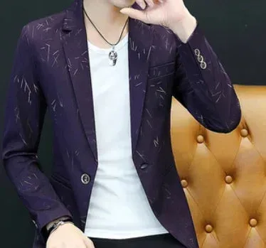 ARWEN & AJH GROUP  2024 Men 's casual collar blazers  youth handsome trend Slim print blazers   5XL   6XL