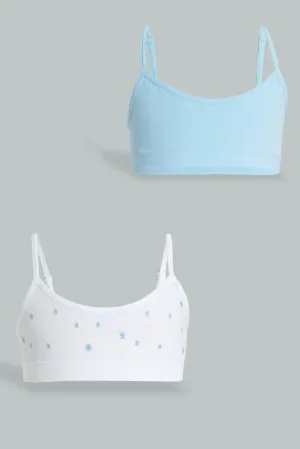 Blue And White Comfort Bra For Senior Girls (Pack of 2)