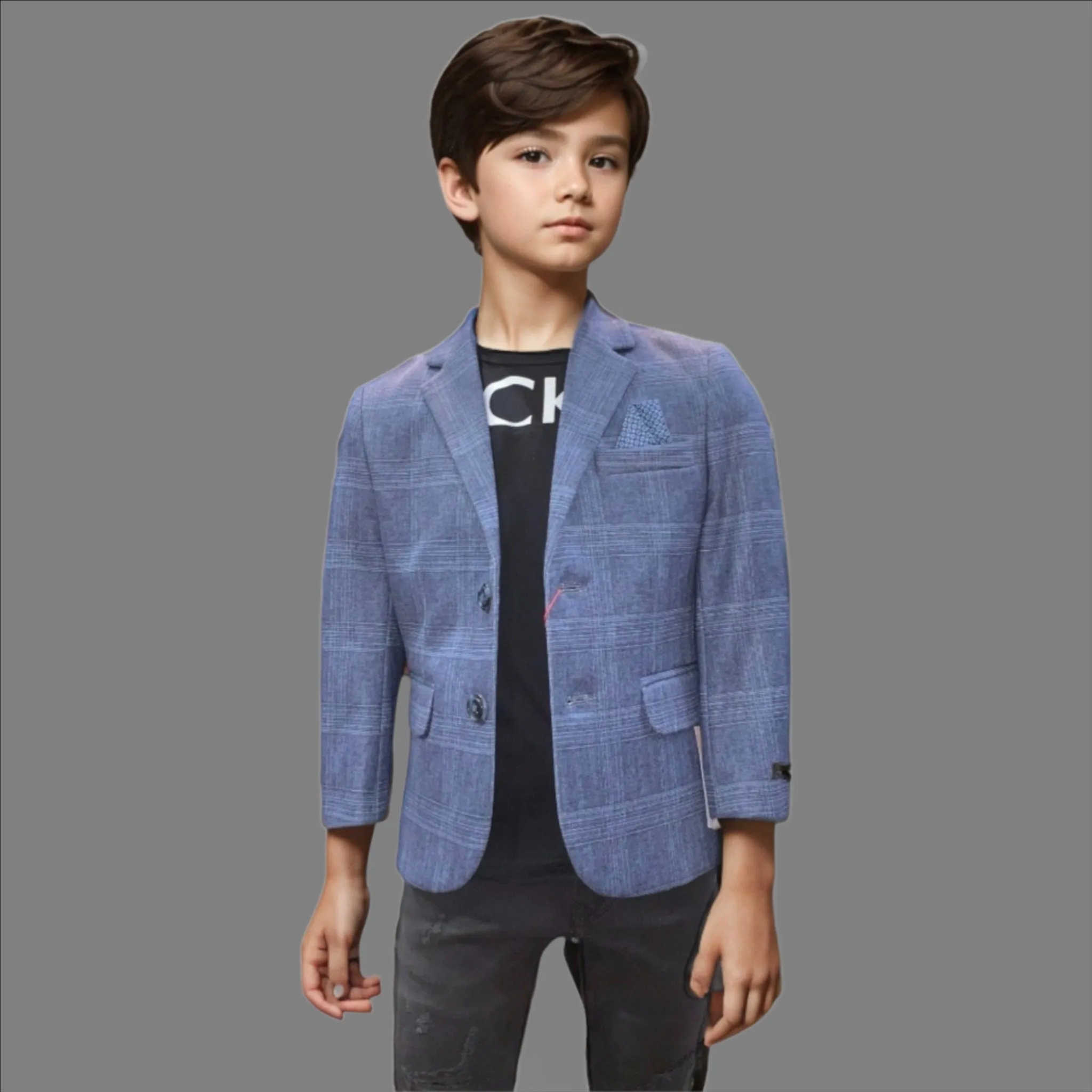 Blue Check Printed KIDS BLAZERS