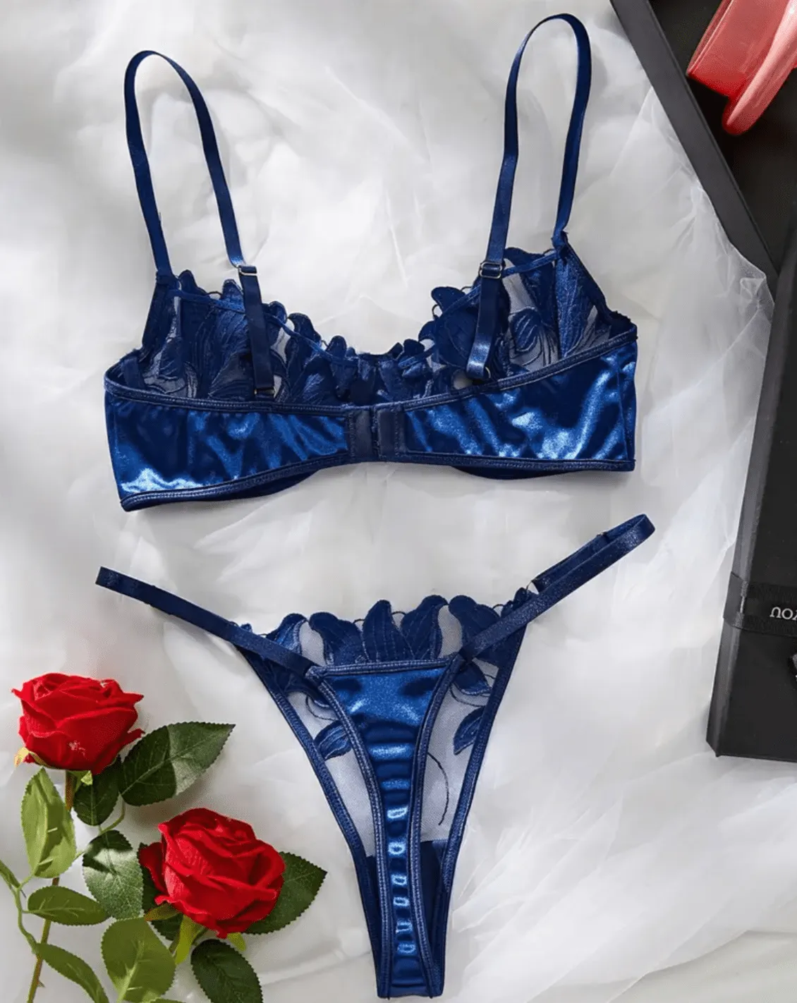 Blue Silk Lingerie Set Classy