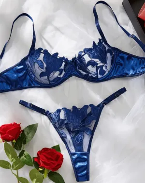 Blue Silk Lingerie Set Classy