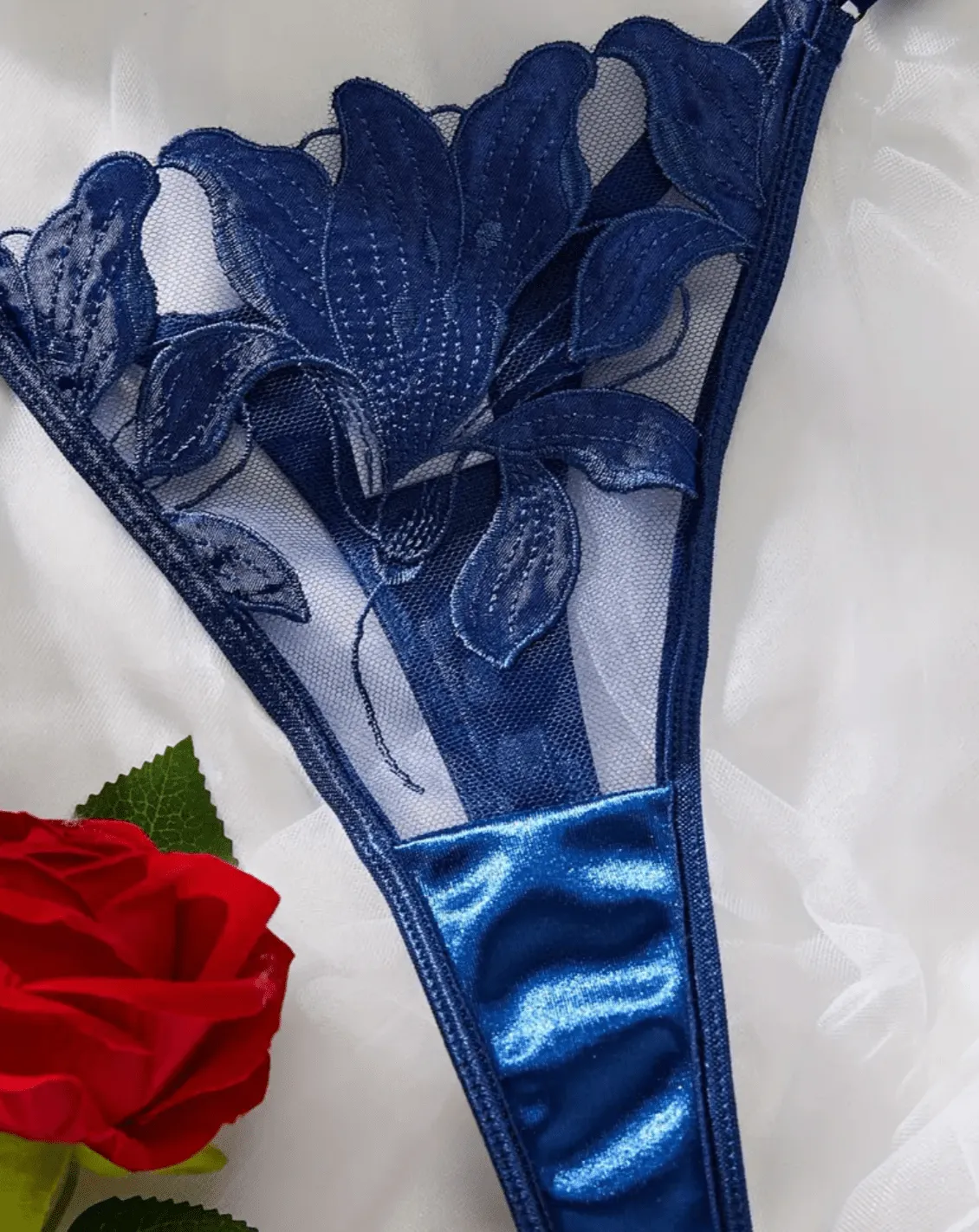 Blue Silk Lingerie Set Classy