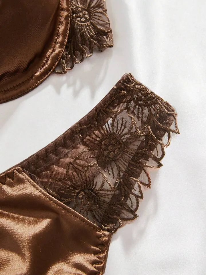 Brown Silk Lingerie Set