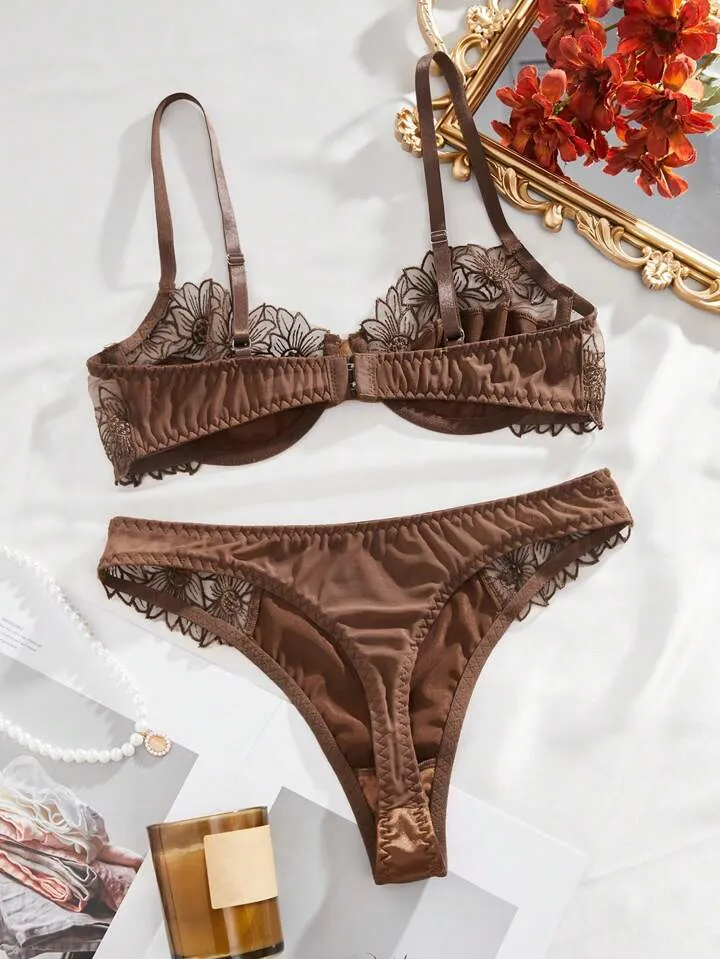 Brown Silk Lingerie Set