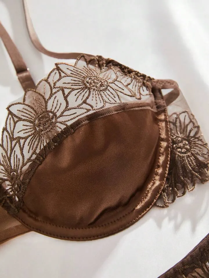 Brown Silk Lingerie Set