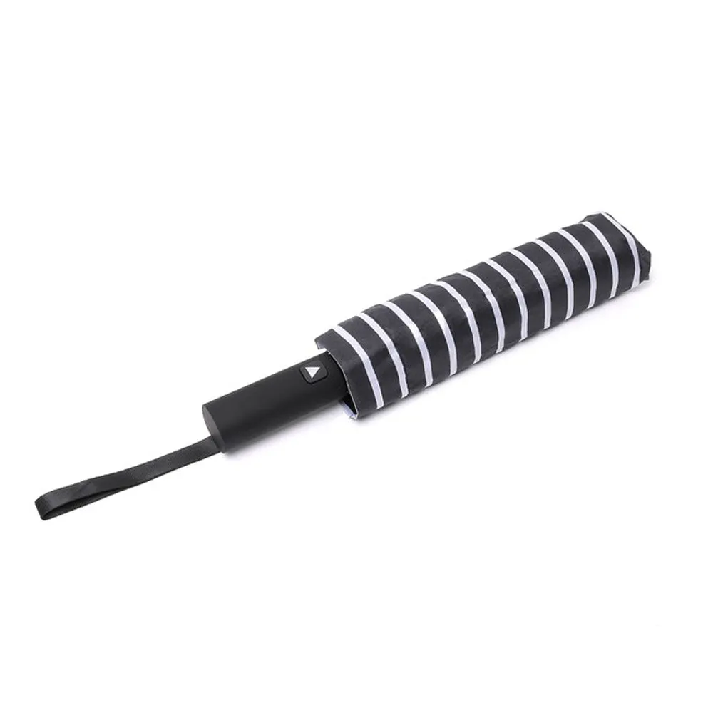 Compact Black & White Striped Umbrella with Cover (FINAL SALE)