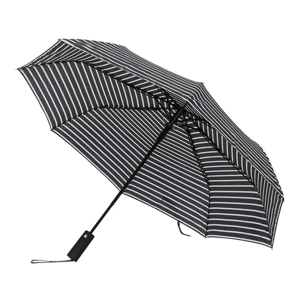 Compact Black & White Striped Umbrella with Cover (FINAL SALE)