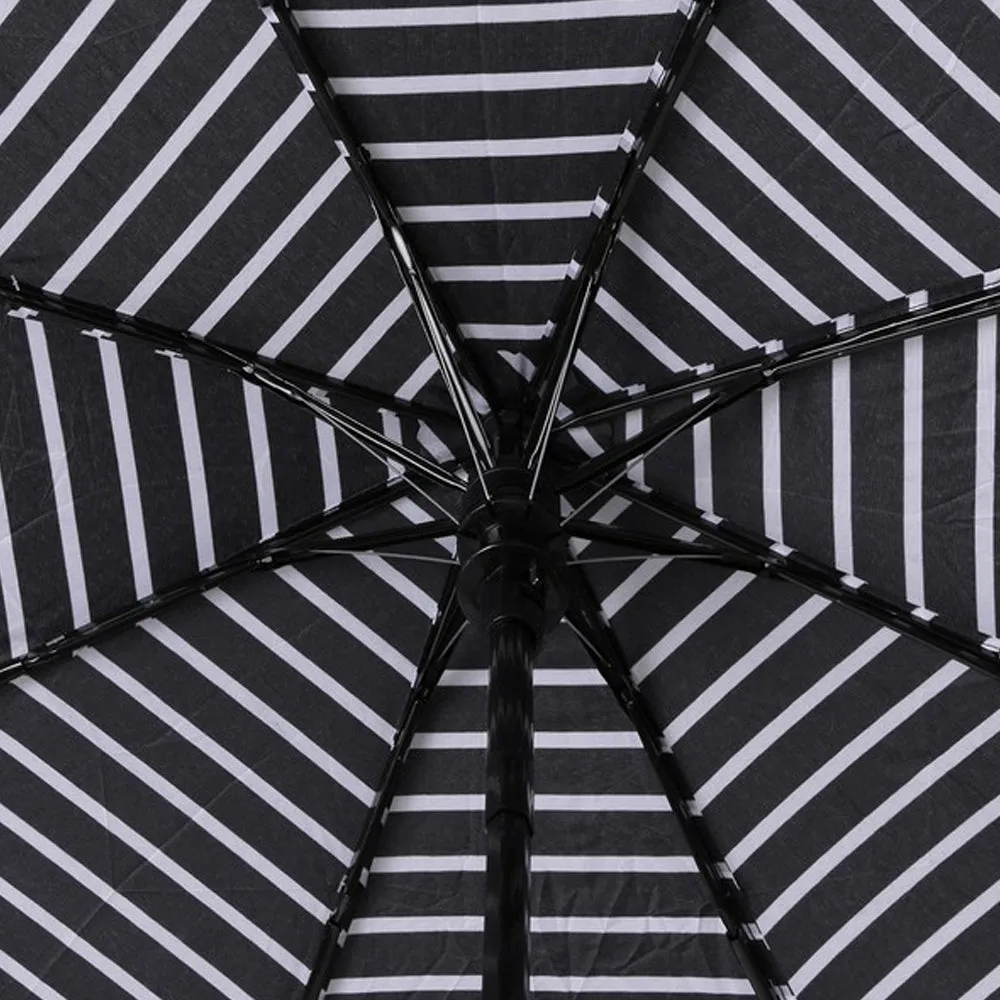 Compact Black & White Striped Umbrella with Cover (FINAL SALE)