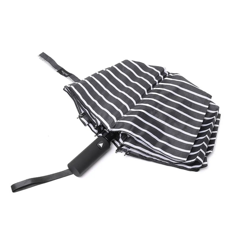 Compact Black & White Striped Umbrella with Cover (FINAL SALE)