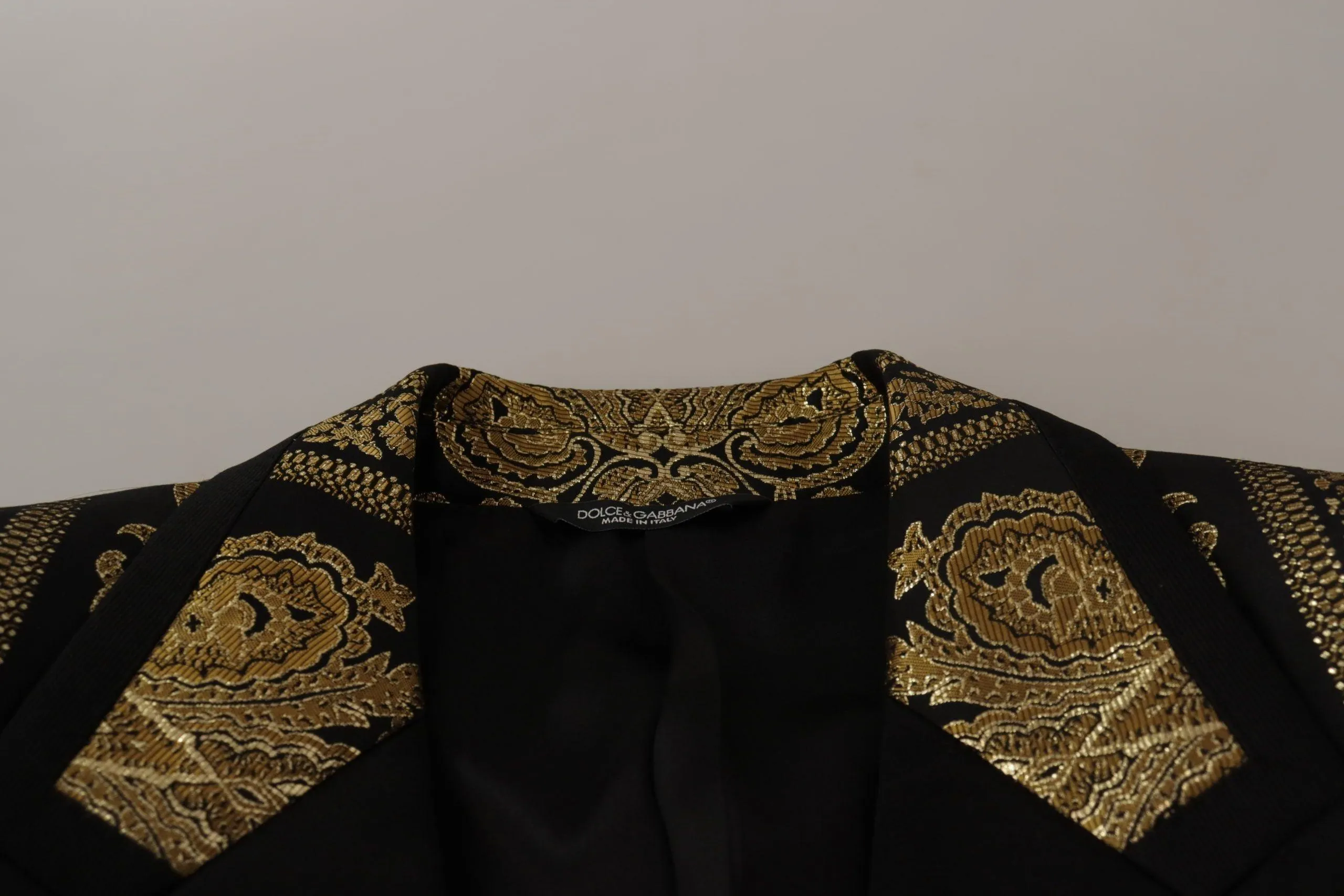 Dolce & Gabbana Black Gold Jacquard Single Breasted Blazer