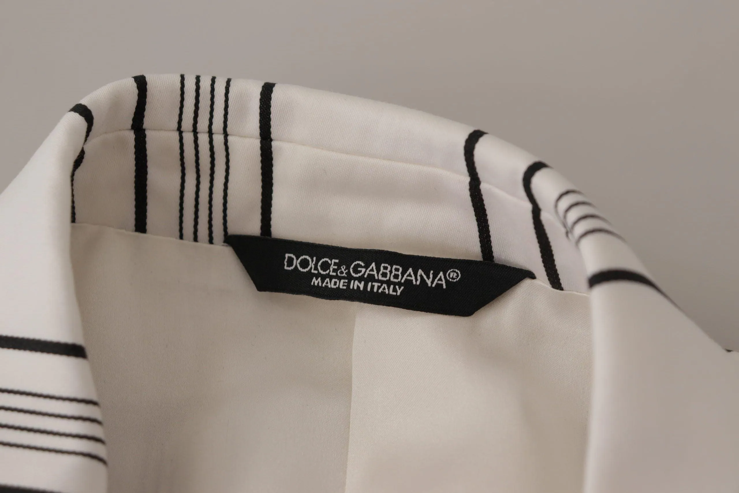 Dolce & Gabbana White Stripes Cotton Single Breasted Blazer