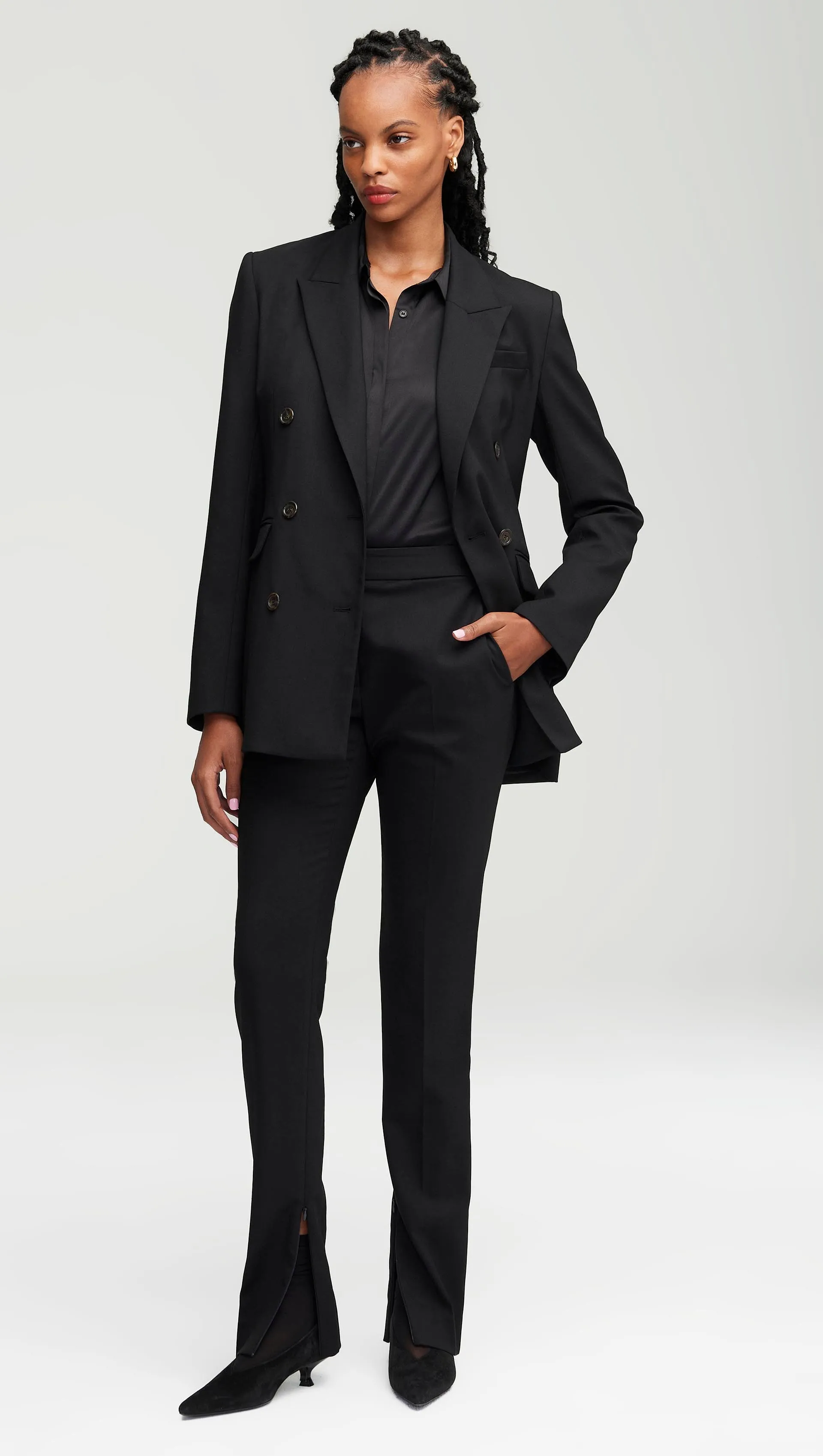 Double-Breasted Blazer in Seasonless Wool | Black