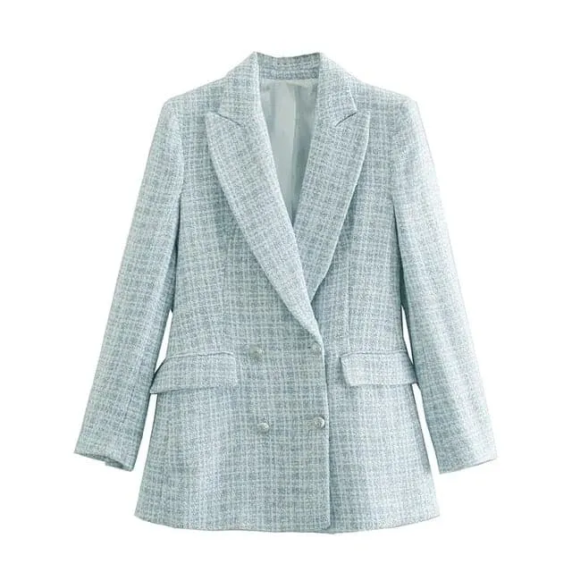 DressBetty - Double Breasted Casual Tweed Blazer