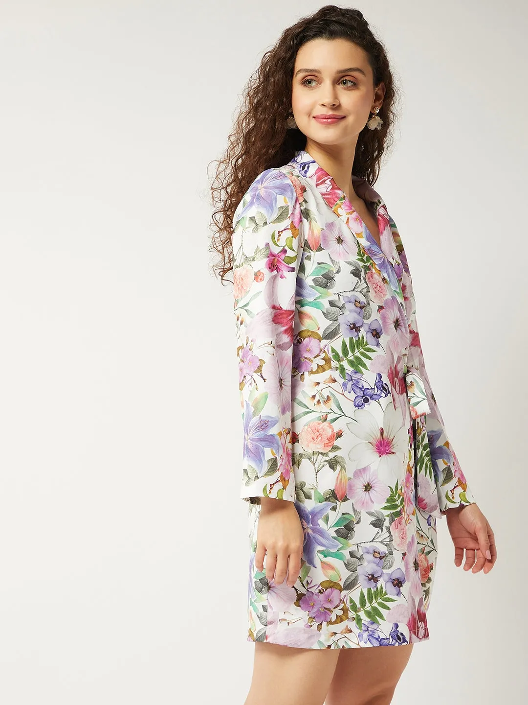 Floral Printed Blazer Dress