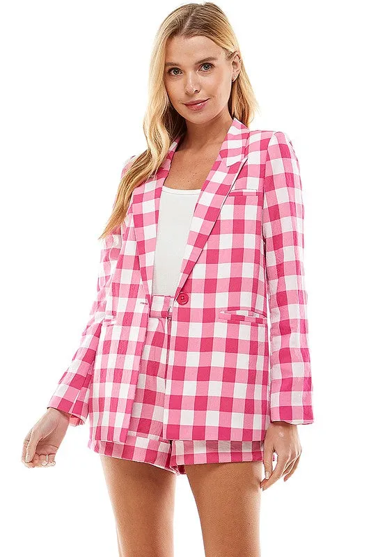 Gingham Double Breasted Blazer