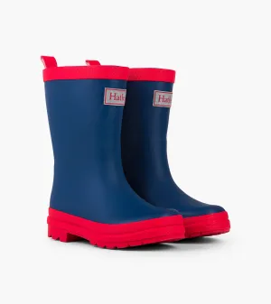 Hatley Matte Rain Boots -- Navy w/ Red Trim