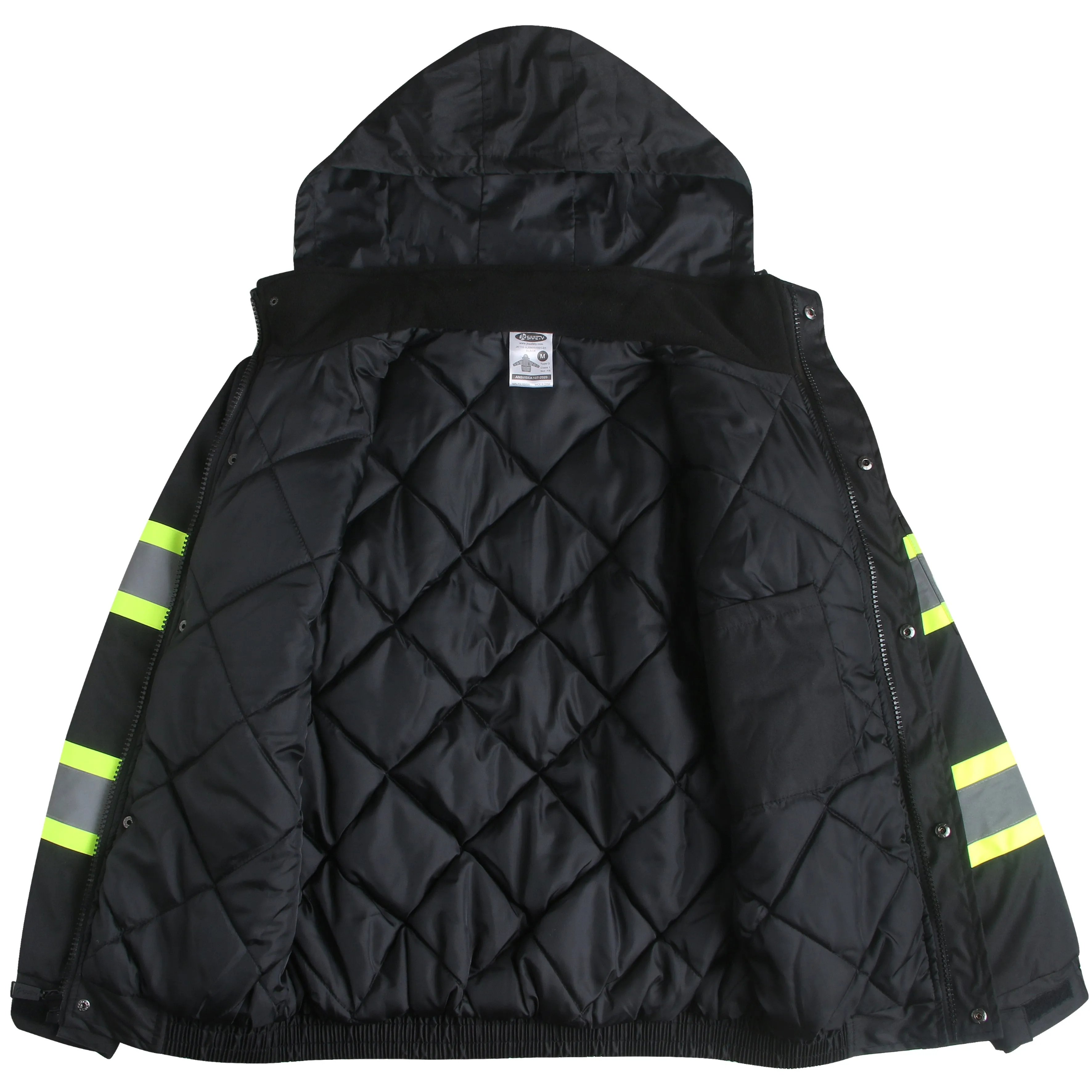 JKSafety 10 Pockets Winter Hi-Vis Reflective Safety Bomber Jacket, Standing Fleece Collar (JK116)