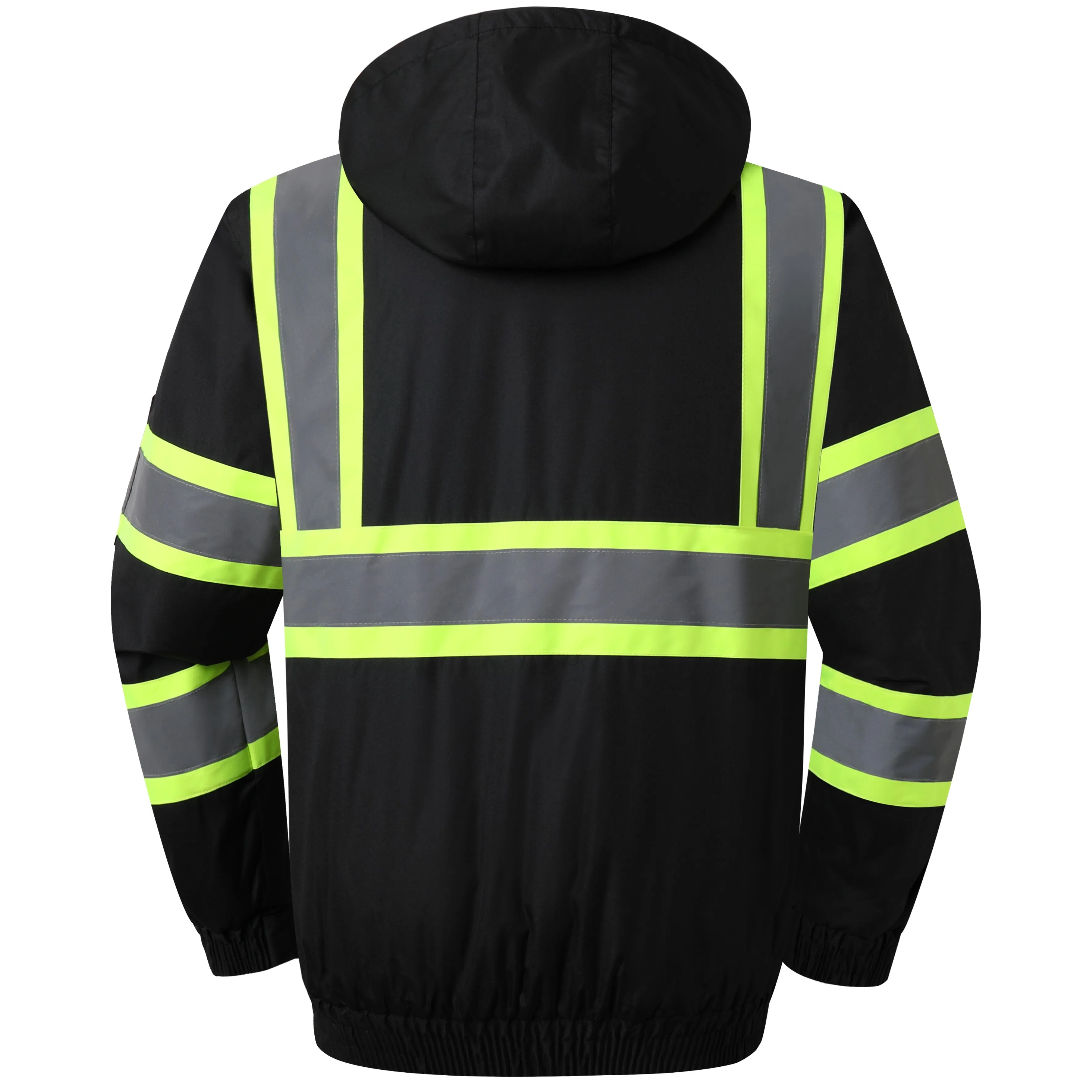 JKSafety 10 Pockets Winter Hi-Vis Reflective Safety Bomber Jacket, Standing Fleece Collar (JK116)