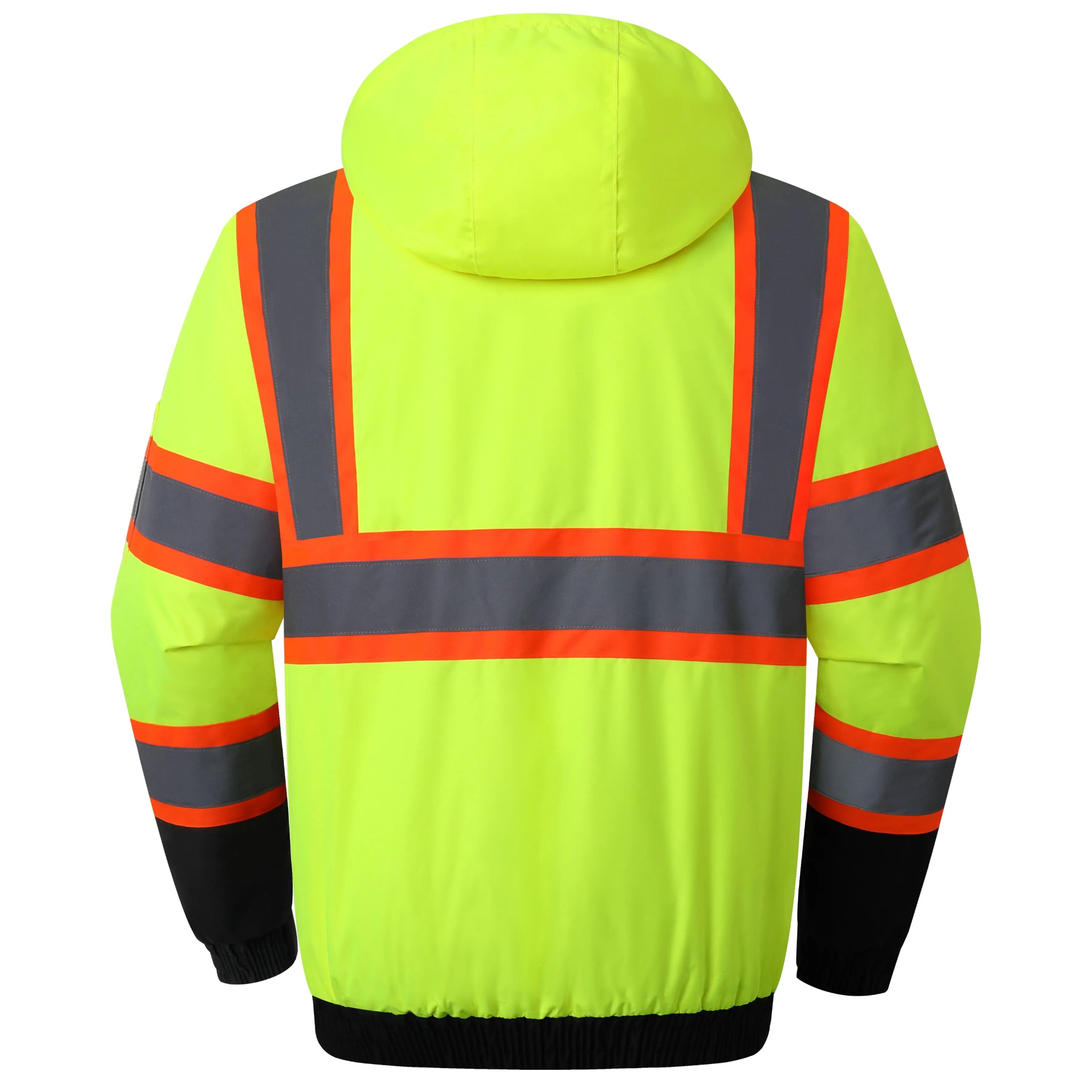 JKSafety 10 Pockets Winter Hi-Vis Reflective Safety Bomber Jacket, Standing Fleece Collar (JK116)