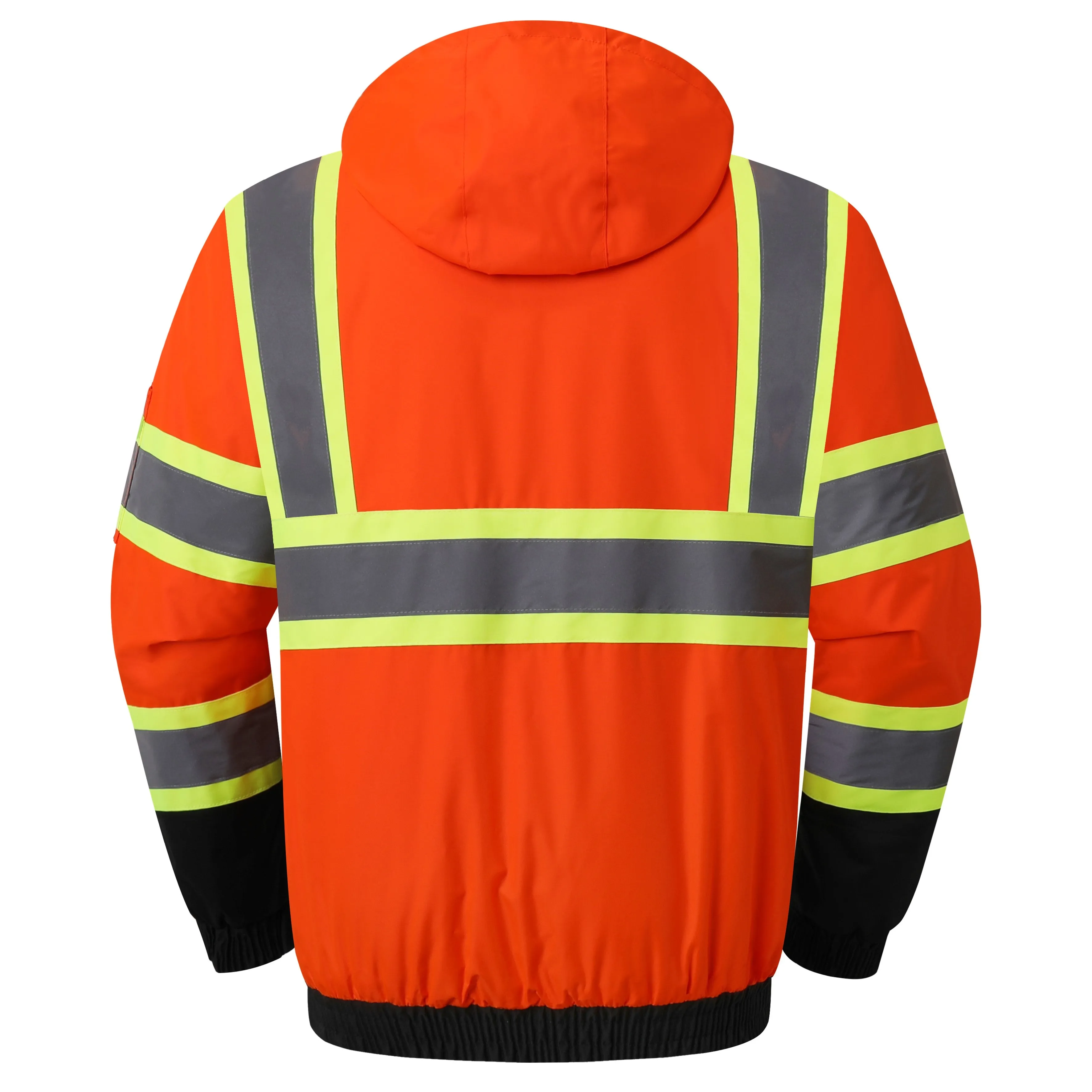 JKSafety 10 Pockets Winter Hi-Vis Reflective Safety Bomber Jacket, Standing Fleece Collar (JK116)