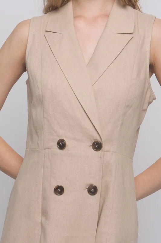 Khaki Double Button Blazer Romper