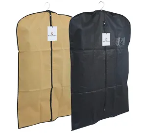 Kuber Industries 2 Pieces Non Woven Men's Coat Blazer Cover Set (Black & Cream)