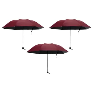 Kuber Industries Pack of 3 Umbrella for Men and Women | Manual Windproof Umbrellas for Rain | Compact Travel Umbrella For Women | Umbrella For Sun Protection | Red