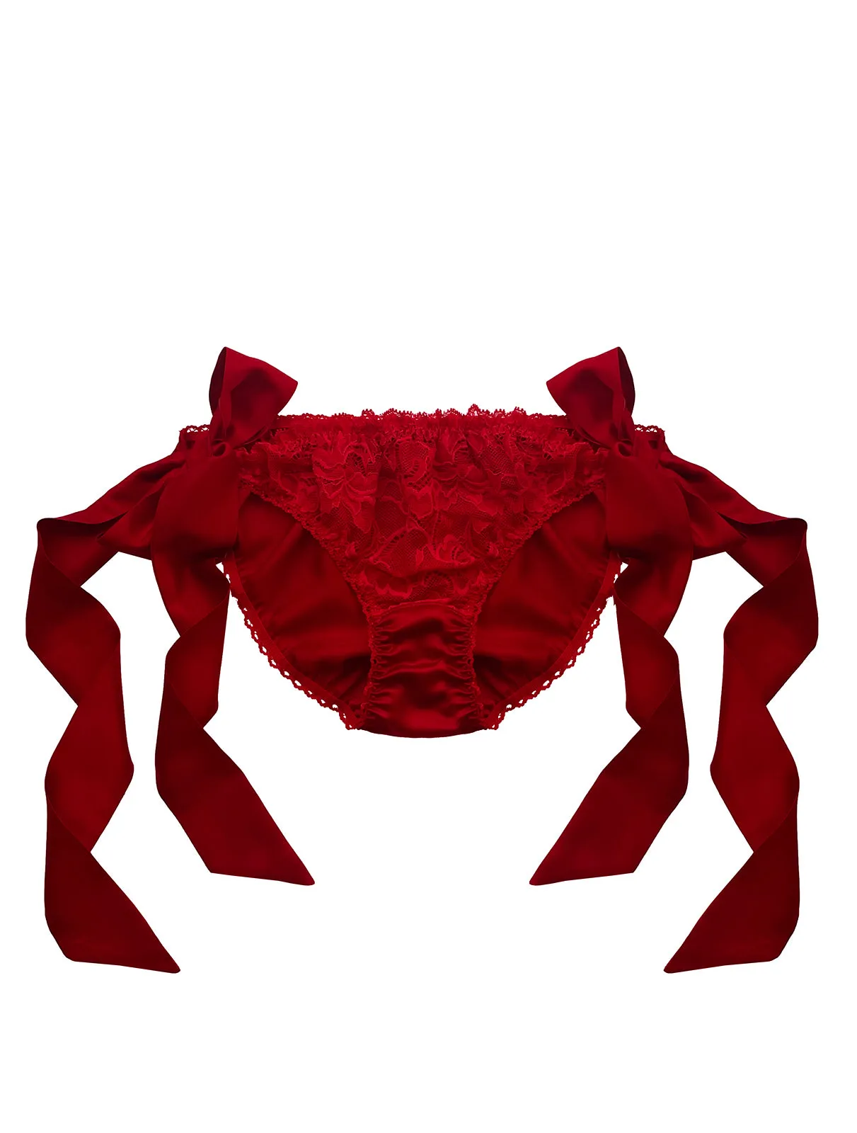 Lottie Red Bamboo & Lace Side Tie Knicker