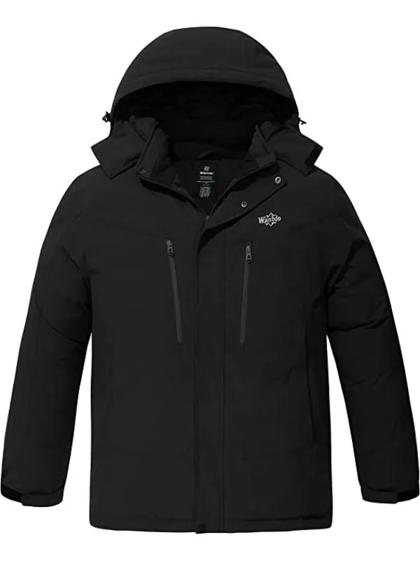 Men's Big & Tall Ski Jacket Waterproof Snowboarding Jacket Plus Size Winter Coat with Hood