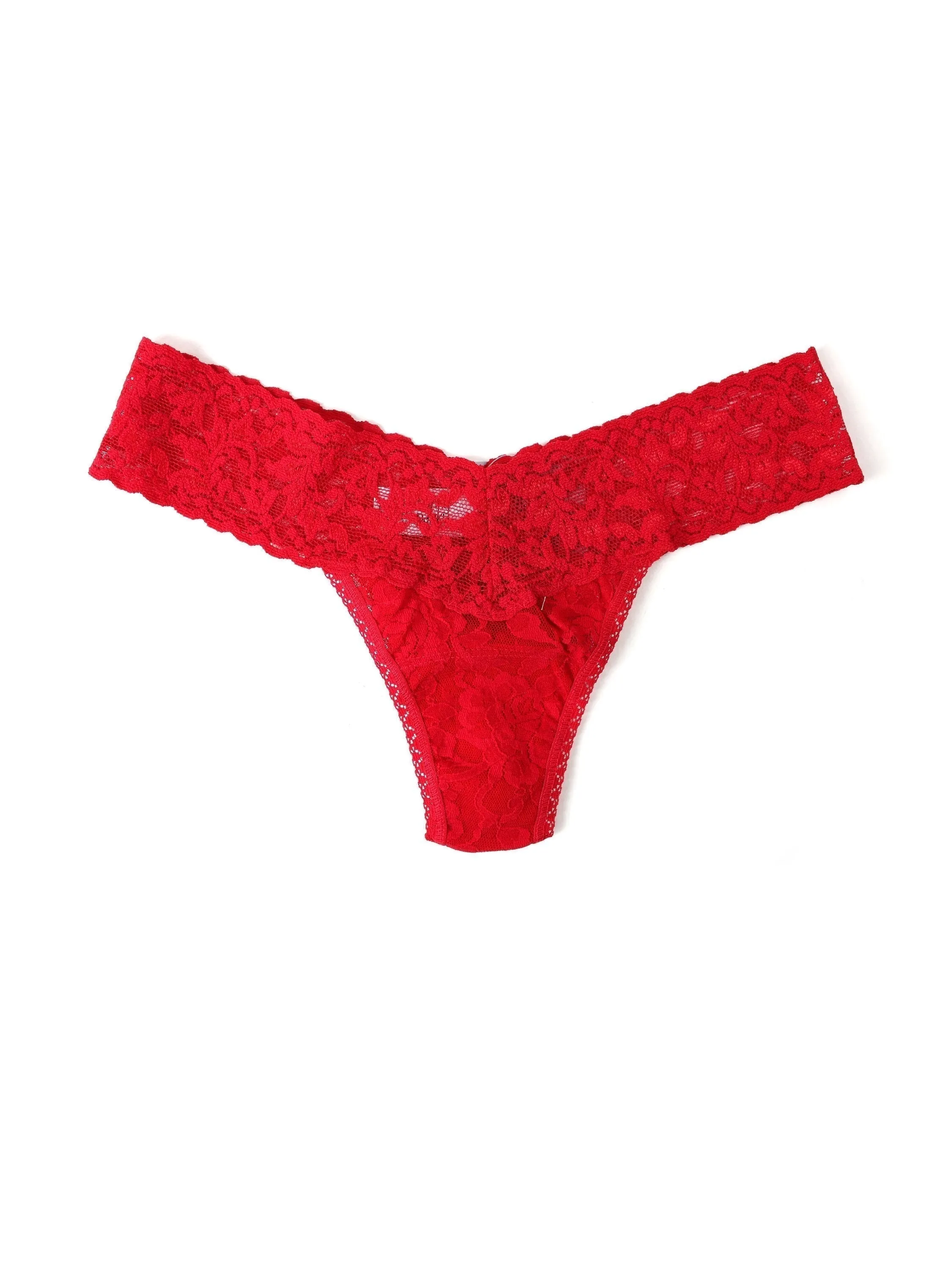 Petite Size Signature Lace Low Rise Thong Red