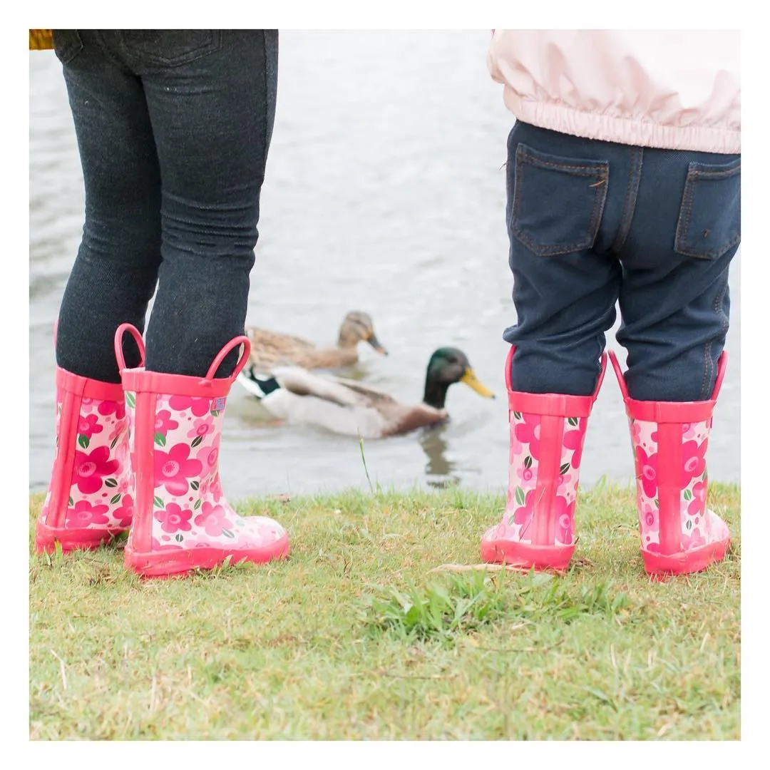 Pink Flower Rain Boot