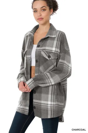 Plaid Shacket With Pockets