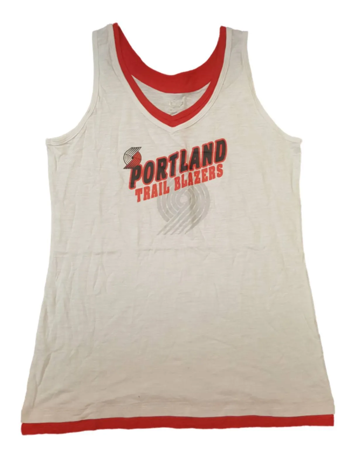 Portland Trail Blazers CS WOMENS White Red Burnout Style Tank Top T-Shirt (M)