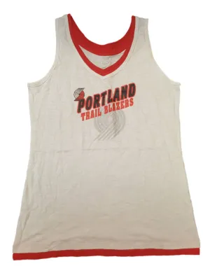 Portland Trail Blazers CS WOMENS White Red Burnout Style Tank Top T-Shirt (M)