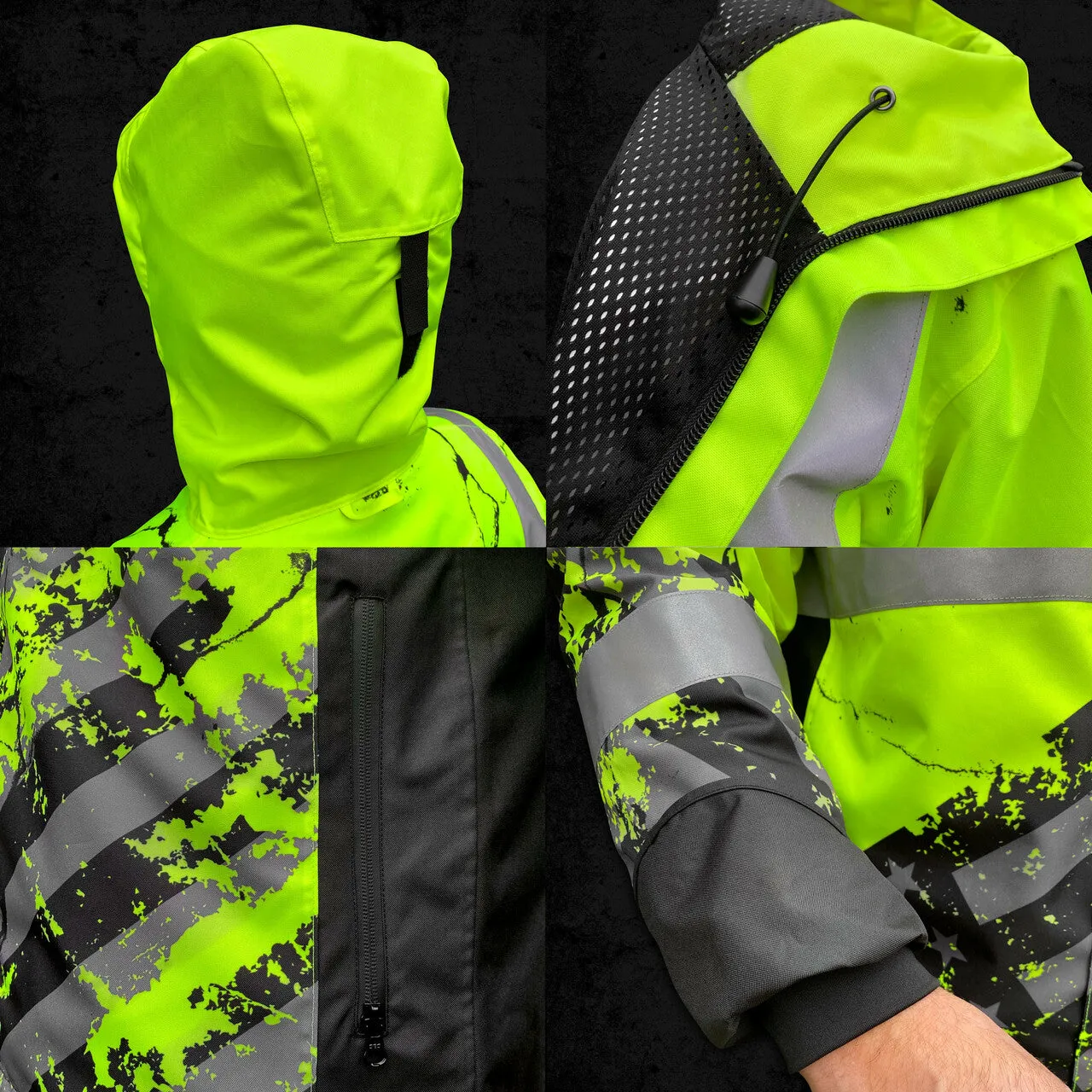 SafetyShirtz - SS360º ANSI Class 3 American Grit Rain Jacket