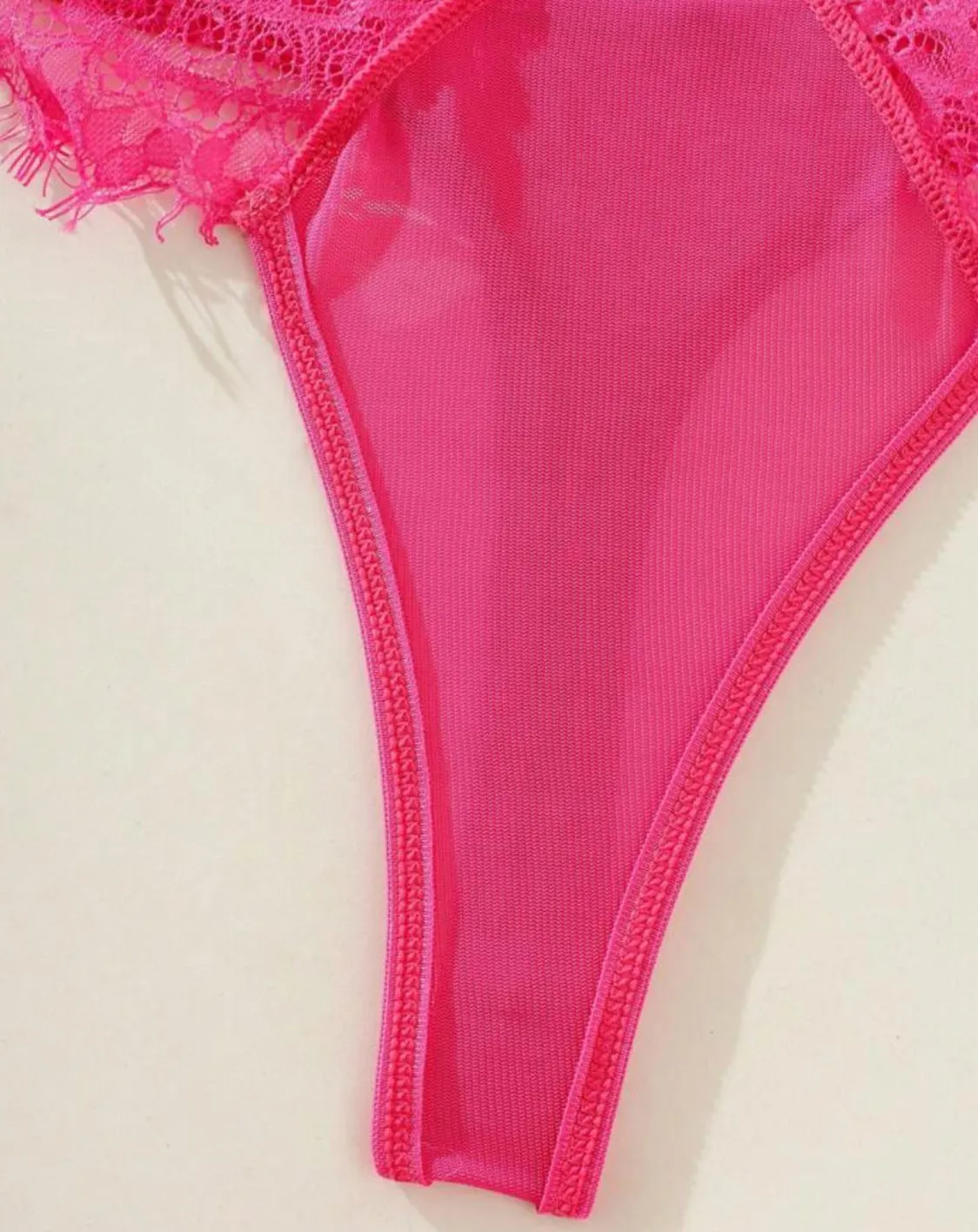 Sexy Lingerie Pink Silk Set