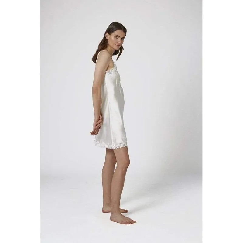 Silk Chemise With Pintucks and Lace