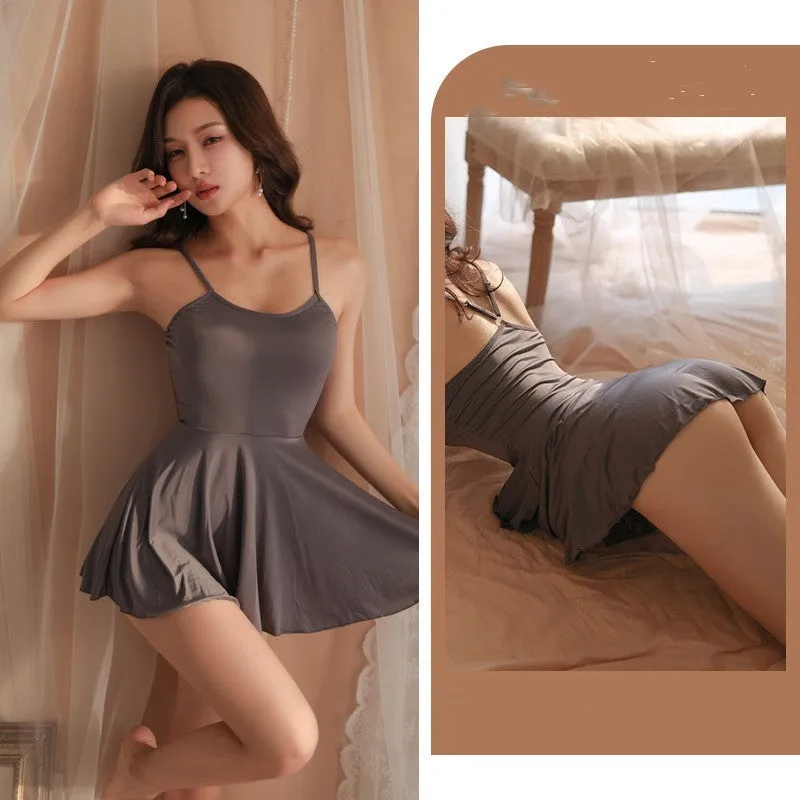 Soft Milk Silk Slip Nightdress Hot Bed Set