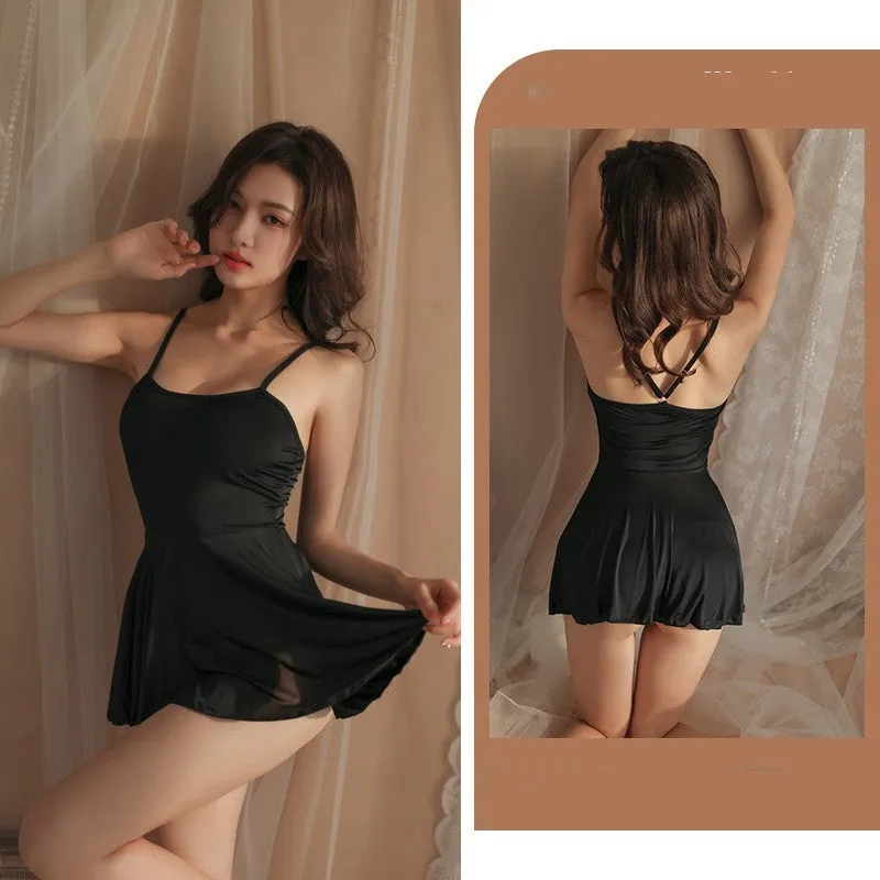 Soft Milk Silk Slip Nightdress Hot Bed Set