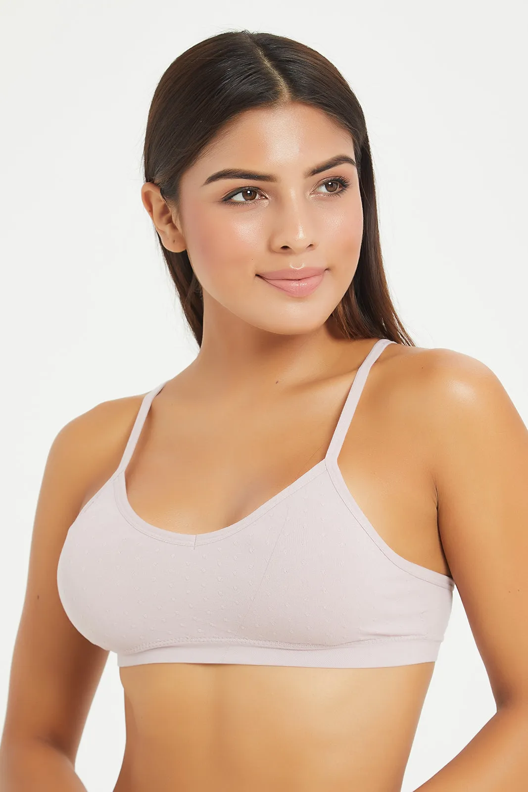 Women Ivory And Lilac Non-Wired Bra Set (Pack Of 2)