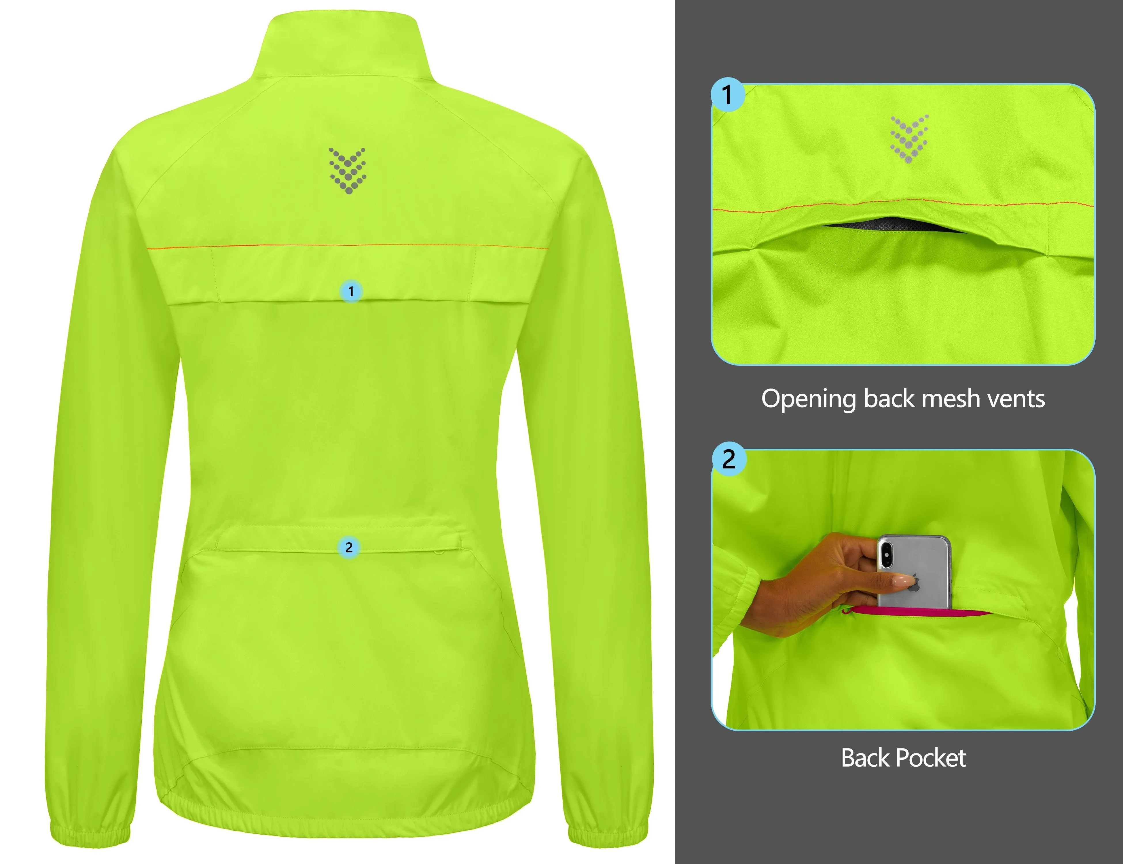 Women's Waterproof Cycling Running Packable Rain Jacket