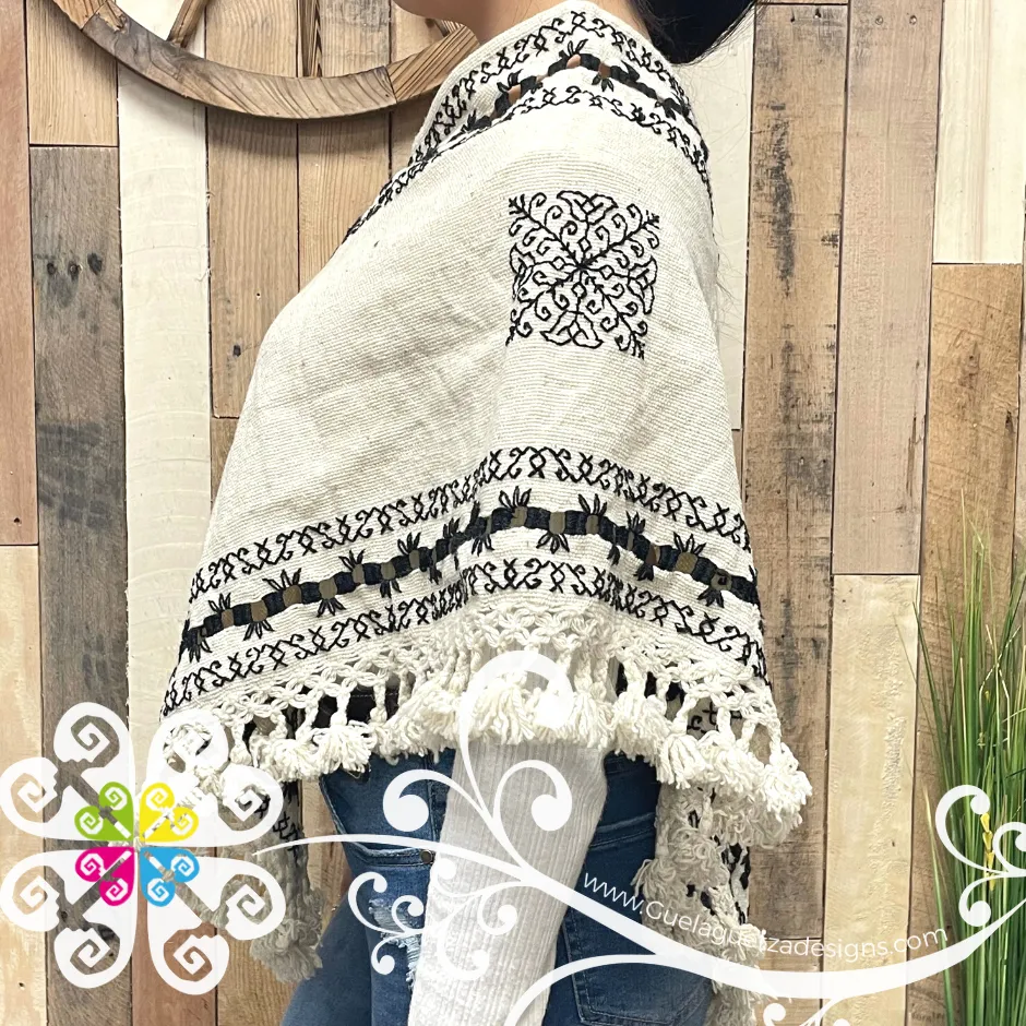 Wool Deshilado Design Embroider Poncho - Mañanita